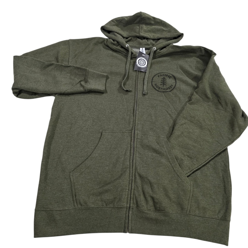 NWT Independent Trading Co. Hooded Sweatshirt Mens Olive Green‎ XL Full Zip